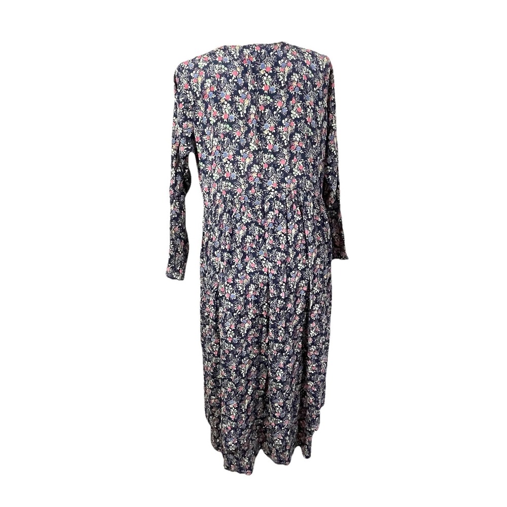 Vintage Dress To Kill Jane‎ Mohr Floral Navy Floral Dress Cottagecore Grannycore - Picture 6 of 16
